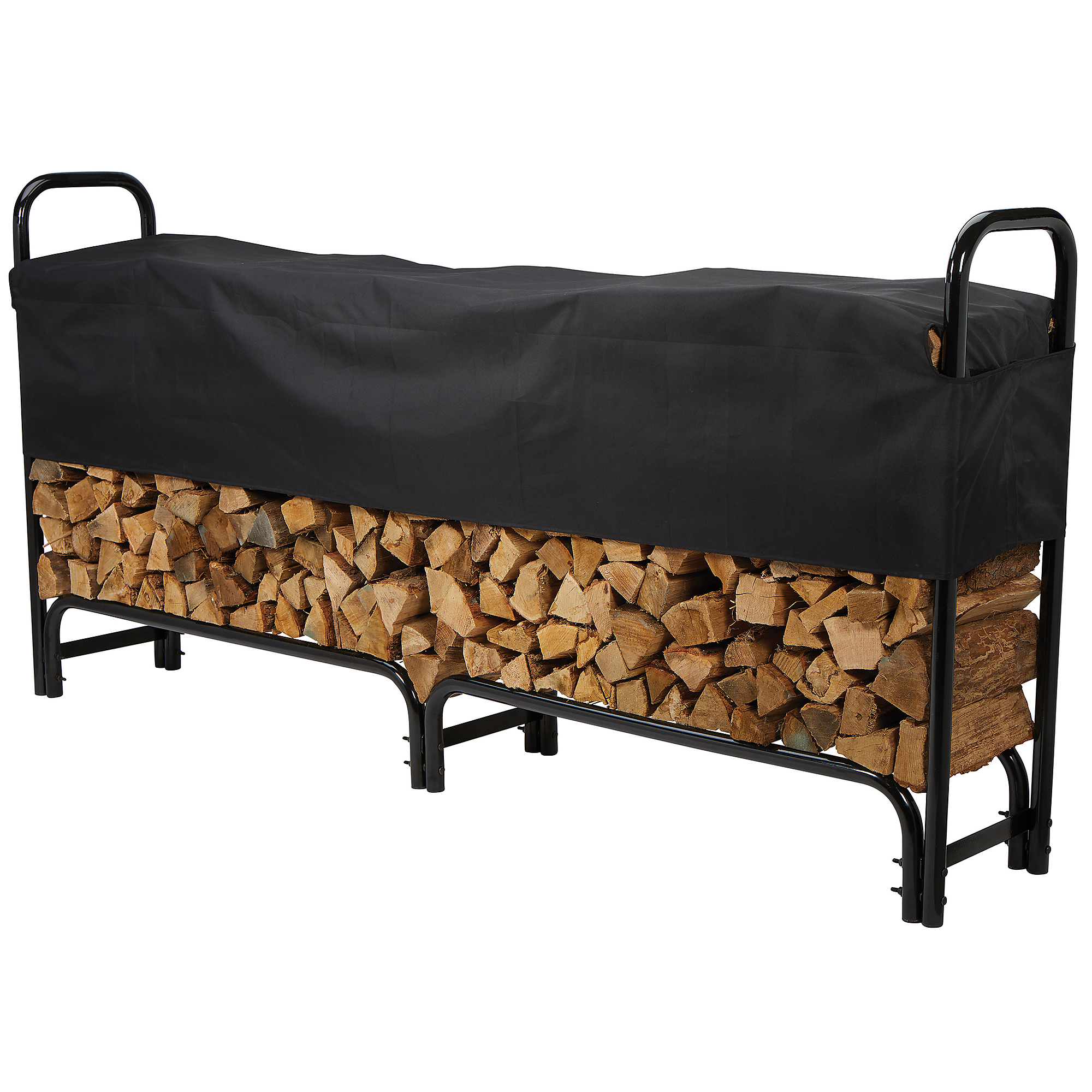 Roughneck 8ft. Firewood Rack with Cover, 2200Lb. Capacity, Steel Construction, Model 73202208